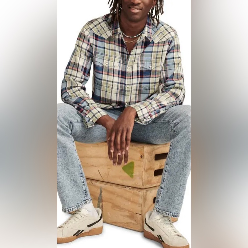 Lucky Brand Plaid Cotton Western Snap Up Shirt - Picture 5 of 7